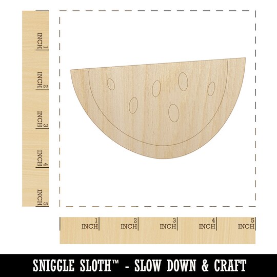 Sniggle Sloth; Watermelon Fruit Slice Unfinished Wood Shape Piece Cutout for DIY Craft Projects; Category:Words & Shapes; Image:1